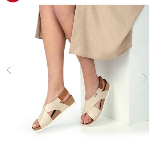 Pikolinos Mahon Wedge Sandals Cream White Slingback Open Toe Mules SZ:38/7.5-8? - Picture 12 of 13